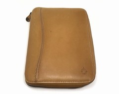 NEW VTG 1996 Franklin Covey SpaceMaker Tan Tobacco Leather Zip Planner 10×7 MINT