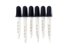6-Pack Graduated, 1 ml Glass Eye Droppers Straight, Bent and Round Tip Pipettes
