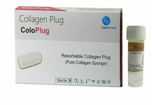 Pack of 10 Cologenesis Colo Plug Sterile Collagen Sponge 8x20mm (Fast Shipping).