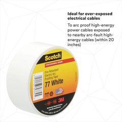 3M 77White-1-1/2X20ft Electricaltape, White, 6-5/8Ydl, 1-1/2Inw
