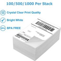 1000 4″ x 6″ Fanfold Direct Thermal Shipping Labels for Zebra & Rollo Printers
