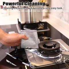 10 Pack Steel Wire Dishwashing Rags Double Layer Kitchen Cleaning Scrubbers