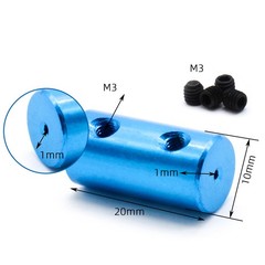 10x20mm Blue Aluminum Alloy Shaft Coupling Rigid Coupler Shaft Bore:1mm-6mm