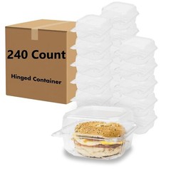 [240 Count] 5″ Containers Clear Hinged Plastic Food Take Out To-Go/Clamshell