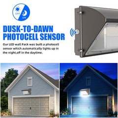 Commercial 125W LED WALL PACK Lights DUSK TO DAWN Outdoor Area Security Lighting