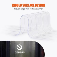 VEVOR Strip Curtain Ribbed PVC Door Curtain 150’x8″ Roll Cooler Freezer Plastic