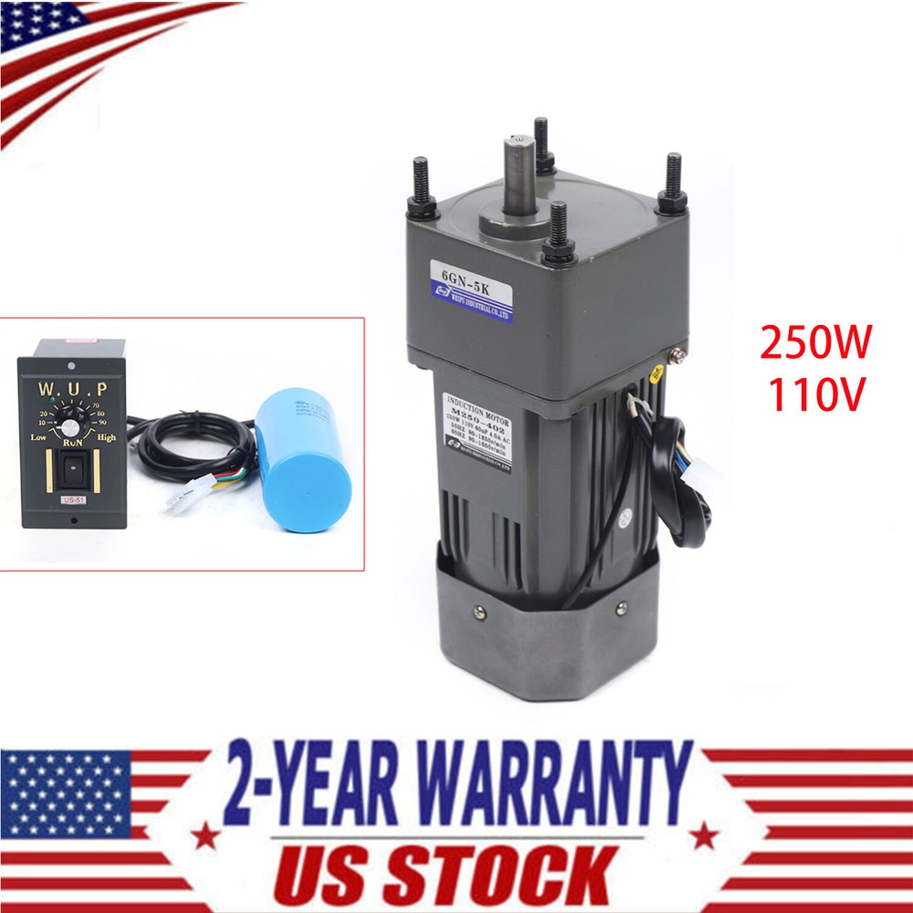 250W 110V AC Gear Reduction Motor Electric+Variable Speed Control Reversible New