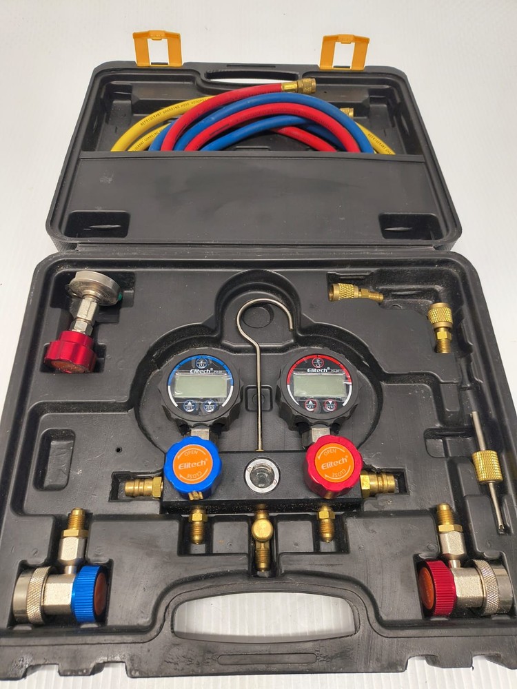 Elitech Digital Manifold Gauge DMG-1 AC Manifold Gauge PG-30 Adapter+Carryin Cas