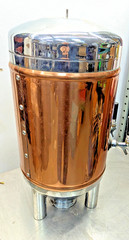 Vintage Copper And Stainless-Steel Beer / Beverage Tower With 4 Spouts 26” x 14”