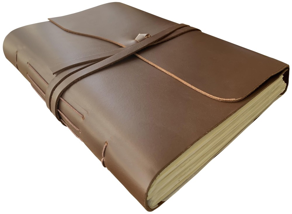 Rustic Town Full Grain Leather Photo Album with Gift L, Large (Cream Paper)
