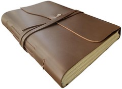 Rustic Town Full Grain Leather Photo Album with Gift L, Large (Cream Paper)