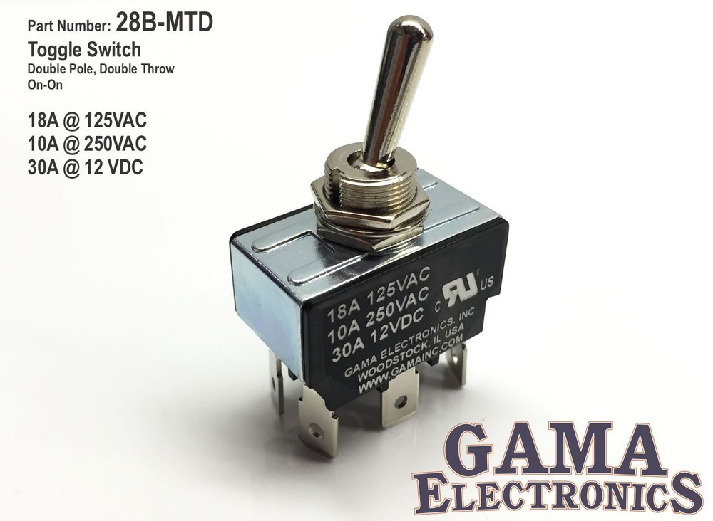 30 Amp DPDT Double Pole Double Throw 2 Position On-On Toggle Switch – 28B-MTD