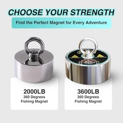 Fishing Magnet 2000lb N52 Neodymium 360 Degree for Treasure Hunting in Lakes