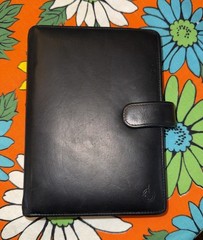 VTG Franklin Covey Black Compact Full Grain Nappa Genuine Leather 6 ring USA