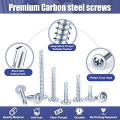 Self Tapping Screws for Metal 140 Pcs Assortment Kit Modified Truss Head Sheet
