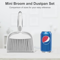 NACENA Small Dust Pan and Brush Set, Mini Broom 1-Pack, Grey White