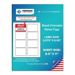 800 BLANK White 3.375″ x 2.33″ Printable Name Tags – 8 per Sheet