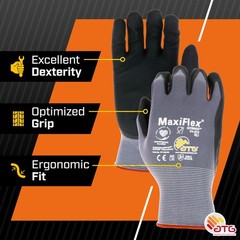 MaxiFlex PIP 34-874/L MaxiFlex Ultimate, Foam Nitrile Palm Coated Gloves, Gra…