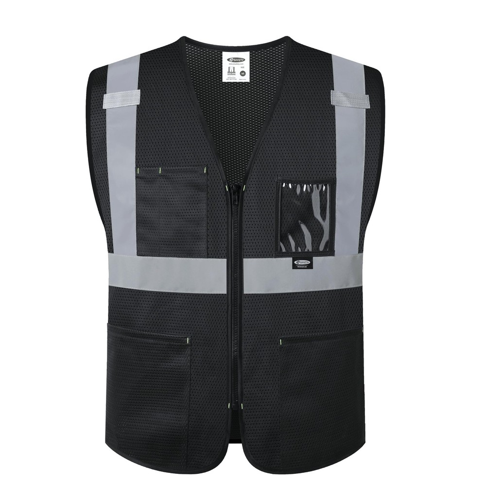 JKSafety Safety Vest for Men Women Hi Vis Construction Medium, Black