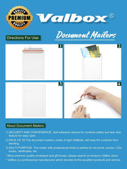 Valbox 9X11.5 Self Seal Photo Document Mailers 25 Pack Stay Flat White Cardboard