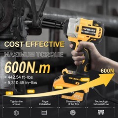 20V Cordless Impact Wrench 1/2″ 500Nm High Torque Brushless Drill with Battery