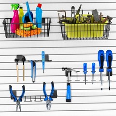 28 Pieces Slatwall Accessories Organizer Kit with Slatwall Hooks, Slatwall Bi