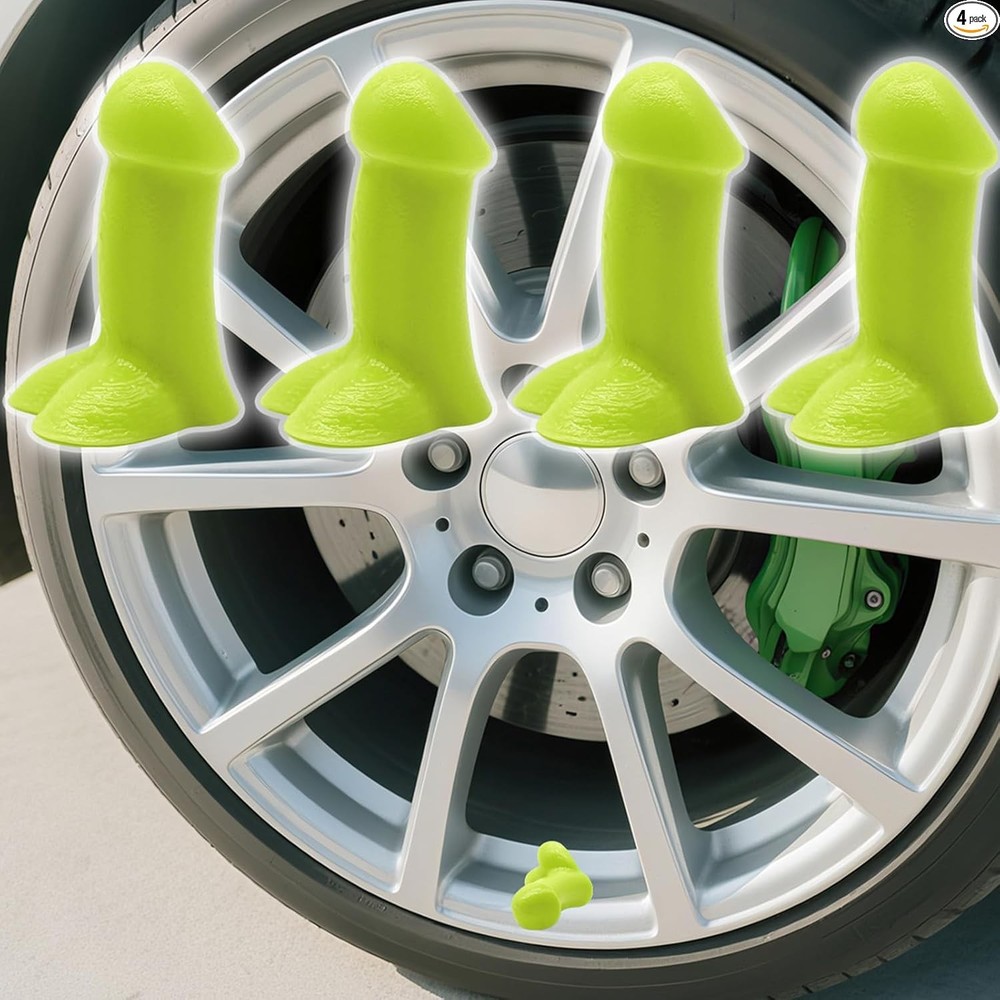 Creative Pencil Tire Valve Ste Caps Funny Glow in The Dark Color: Yellow_4pcs