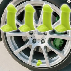 Creative Pencil Tire Valve Ste Caps Funny Glow in The Dark Color: Yellow_4pcs