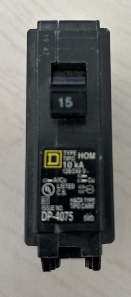 Square D Type HOM 15 Amp Single Pole Breaker