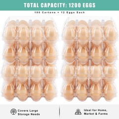 SINLUCESCE 100 Packs Egg Cartons Cheap Bulk，Plastic 3×4 ，100Pack, transparent