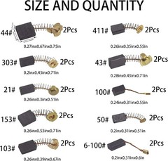 Universal Carbon Brushes 20 Pcs Set – 10 Different Sizes for Motor Repair Tools