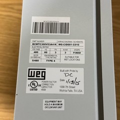 WEG Power Factor Correction Capacitor: 3 kvar Reactive Power, 480 V AC Volt
