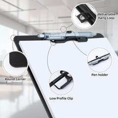 6 PCS Black Plastic Clipboard Pen Holder Low Profile Clip A4 Letter 8.5×11 In