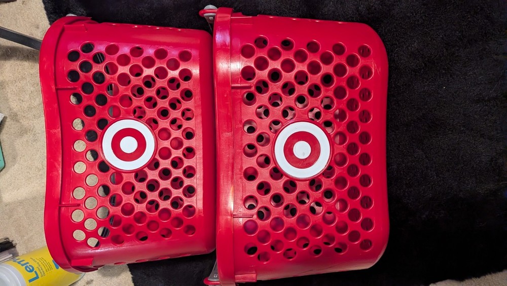 2Target FULL SIZE Basket Gray Handle Red Bullseye Logo Shopping Storage Store Ad