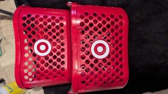 2Target FULL SIZE Basket Gray Handle Red Bullseye Logo Shopping Storage Store Ad
