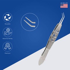 McPherson Lens Holding Forceps, 7.5mm long jaws, angled, very delicat,