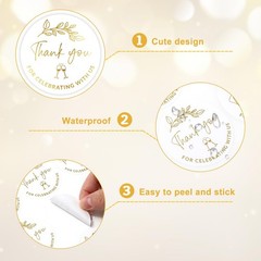 315Pcs Thank You for Celebrating with Us Sticker 2 Inch Gold Foil Thank You Pape