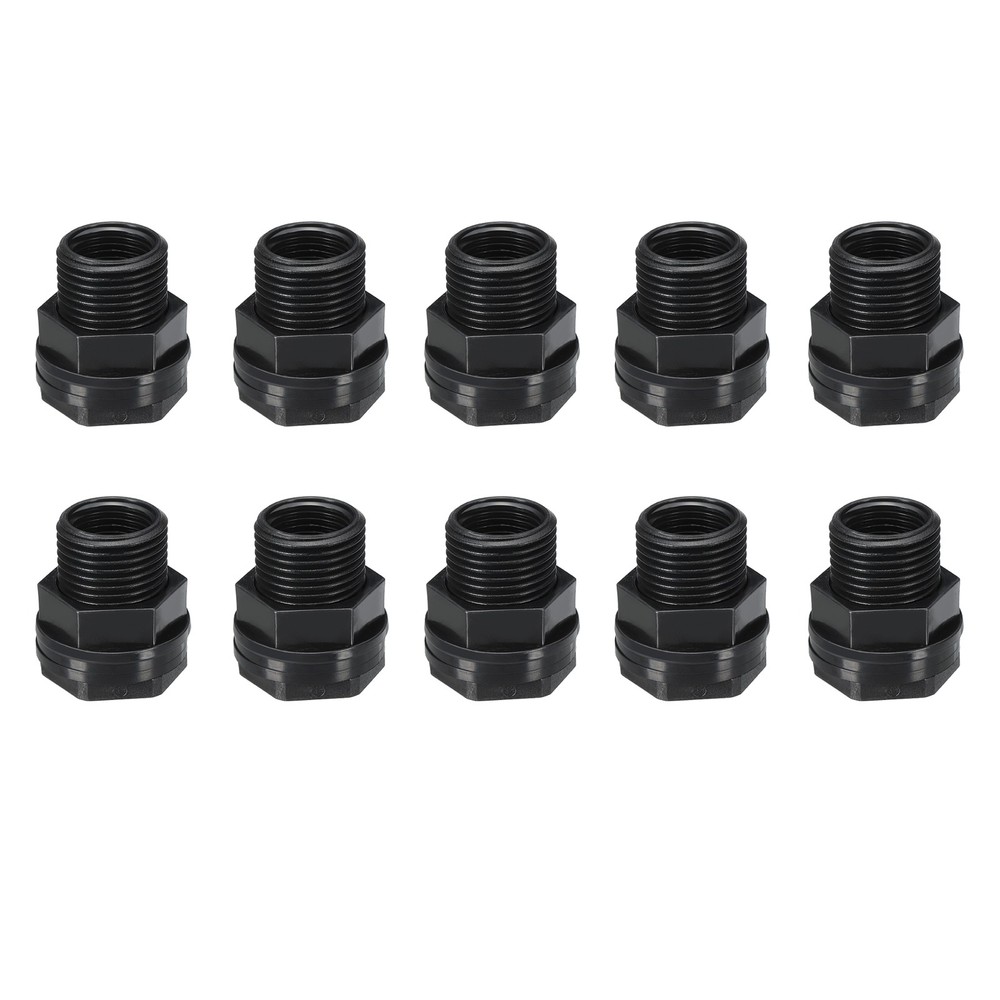 10 Pack Bulkhead Fitting NPT 1/2″ x GHT 3/4″ Water Tank Connector Black