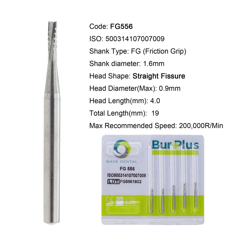 Wave Dental Surgical Burs 25mm Carbide Bur Friction Grip FG Straight Fissure 557