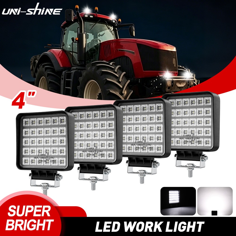 4PCS 4″ Square LED Work Light Pods Off Road Fog Driving Lamp Truck Tractor 12V