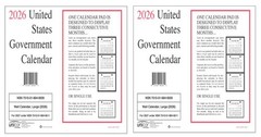 Unicor 2026 Fed Wall Calendar, Qty=1, Individual, Single, Displays 3 Months