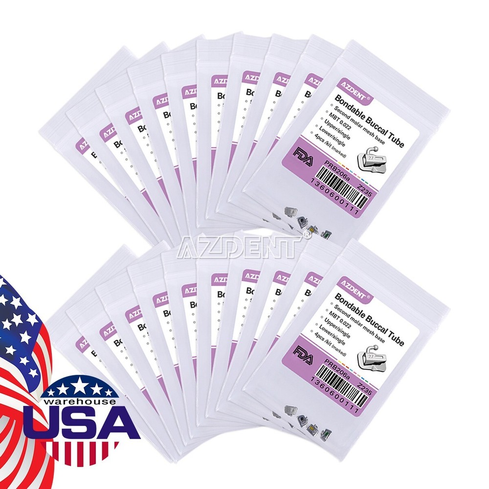 50X AZDENT Dental Orthodontic Buccal Tube 2nd Molar MBT 022 Bondable Non-Conv