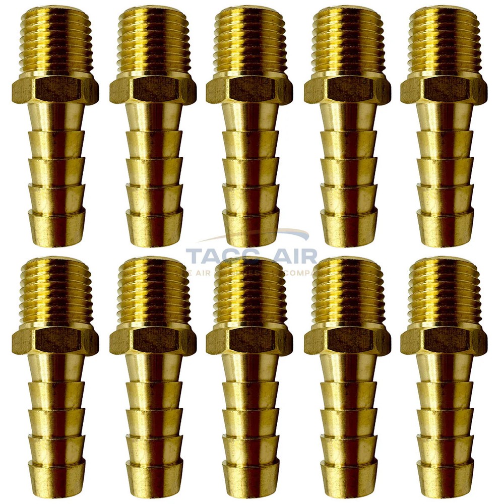 10 Pack 3/8″ ID Hose Barb x 1/4″ Male NPT Pipe Thread Brass Straight Fitting