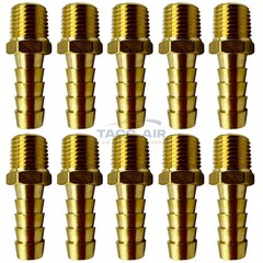 10 Pack 3/8″ ID Hose Barb x 1/4″ Male NPT Pipe Thread Brass Straight Fitting