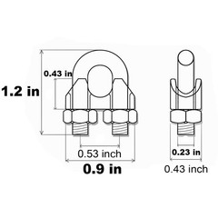 1/4in 6mm Wire Rope Clamps Clip 304 Stainless Steel Cable Clip Fastener 12 Pcs