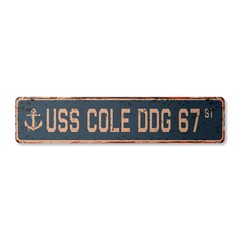 USS COLE DDG 67 Vintage Street Sign us navy ship veteran sailor rustic gift
