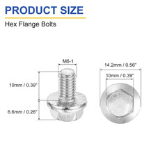 10Pcs M6 X 10Mm Hex Serrated Flange Bolts Screws, 304 Stainless Steel Flanged He