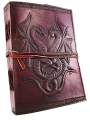 Double Dragon Blank Page DIARY JOURNAL NOTEBOOK ~ Handcrafted Handmade Leather