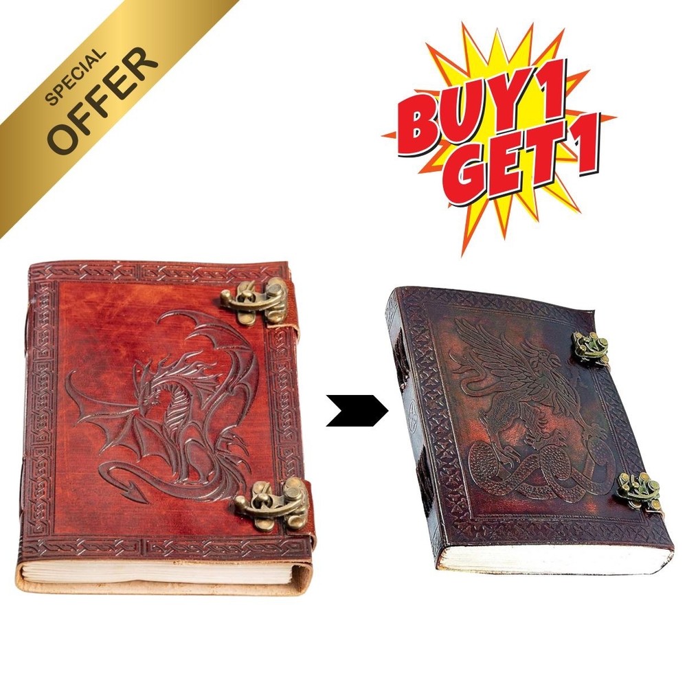 Handmade Leather Journal Diary – 5×7 Vintage Notebook, 200 Pages, B1G1 Combo Set