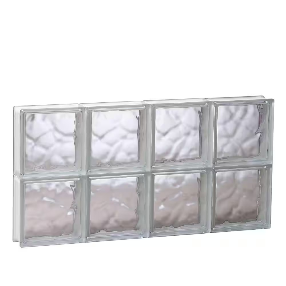 Clearly Secure Glass Block Window 31″ x 15.5″ Frameless Wave Pattern Non-Vented